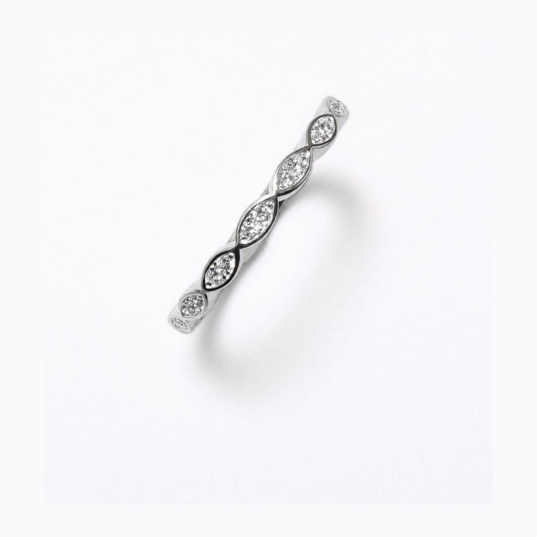 Oval Pave Silver Stacking Band