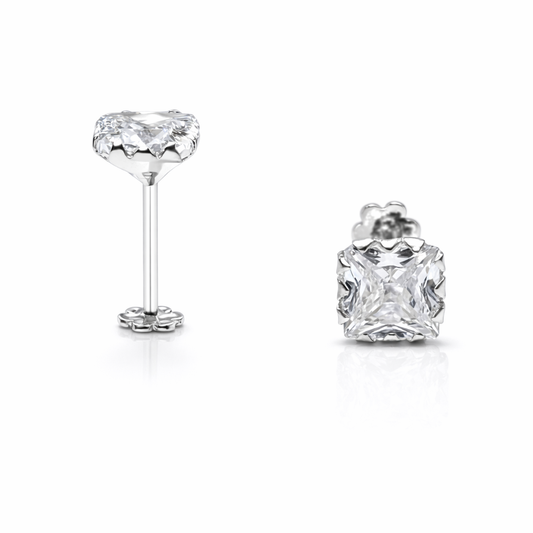 Square Silver Ear Studs