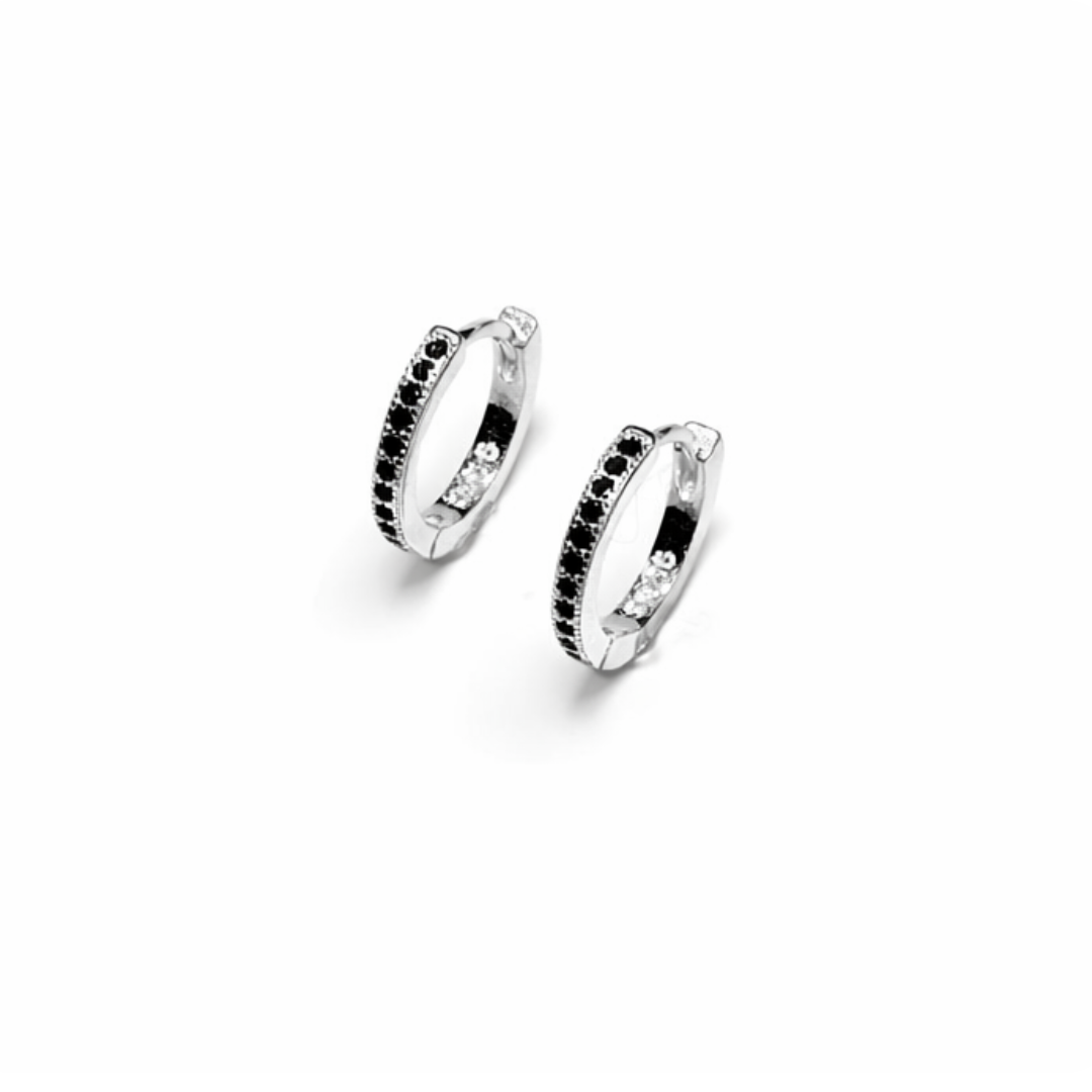 Black Line Huggie Hoops