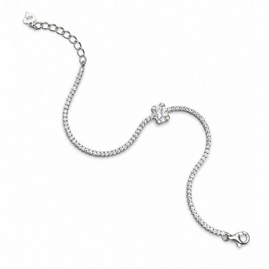 Emerald-Cut 925 Silver Tennis Bracelet