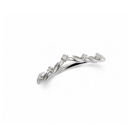 Filigree Leaf Silver Stacking Ring