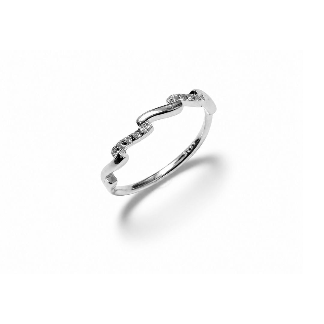 Wave Pave Silver Stacking Ring