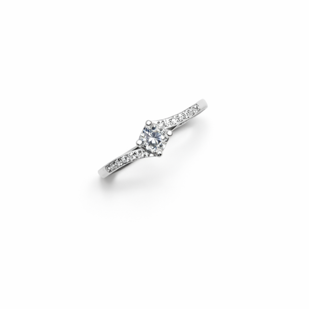 Swirl Solitaire Silver Ring