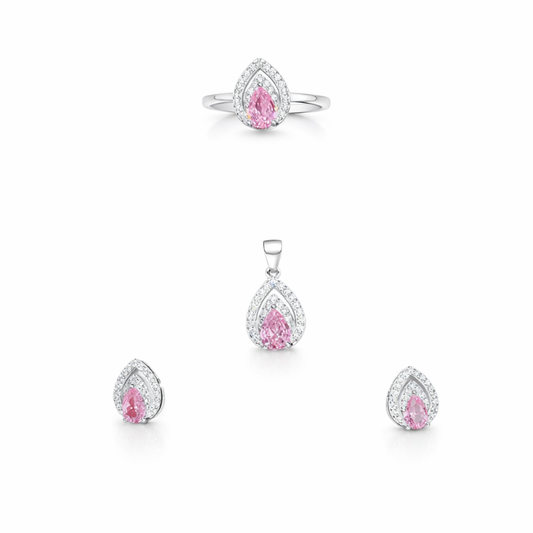 Teardrop Silver Pendant Set