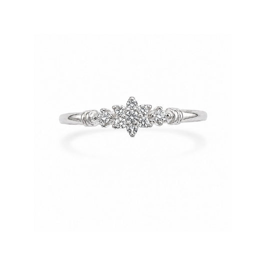 Floral Pave Silver Stacking Ring