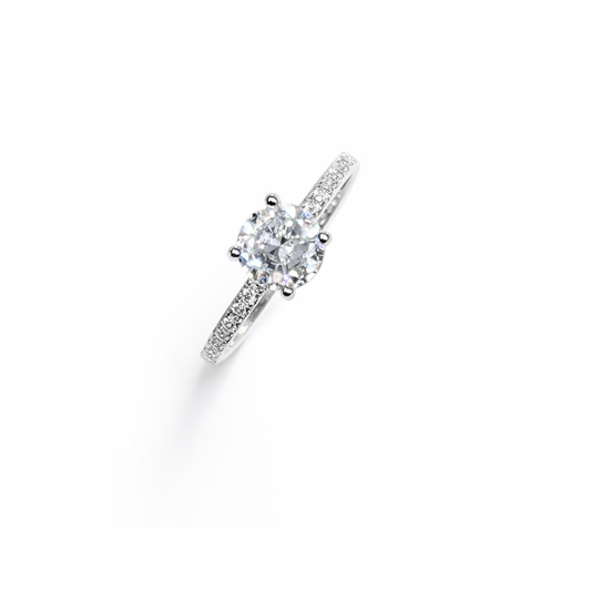 Round Cut Solitaire Silver Ring