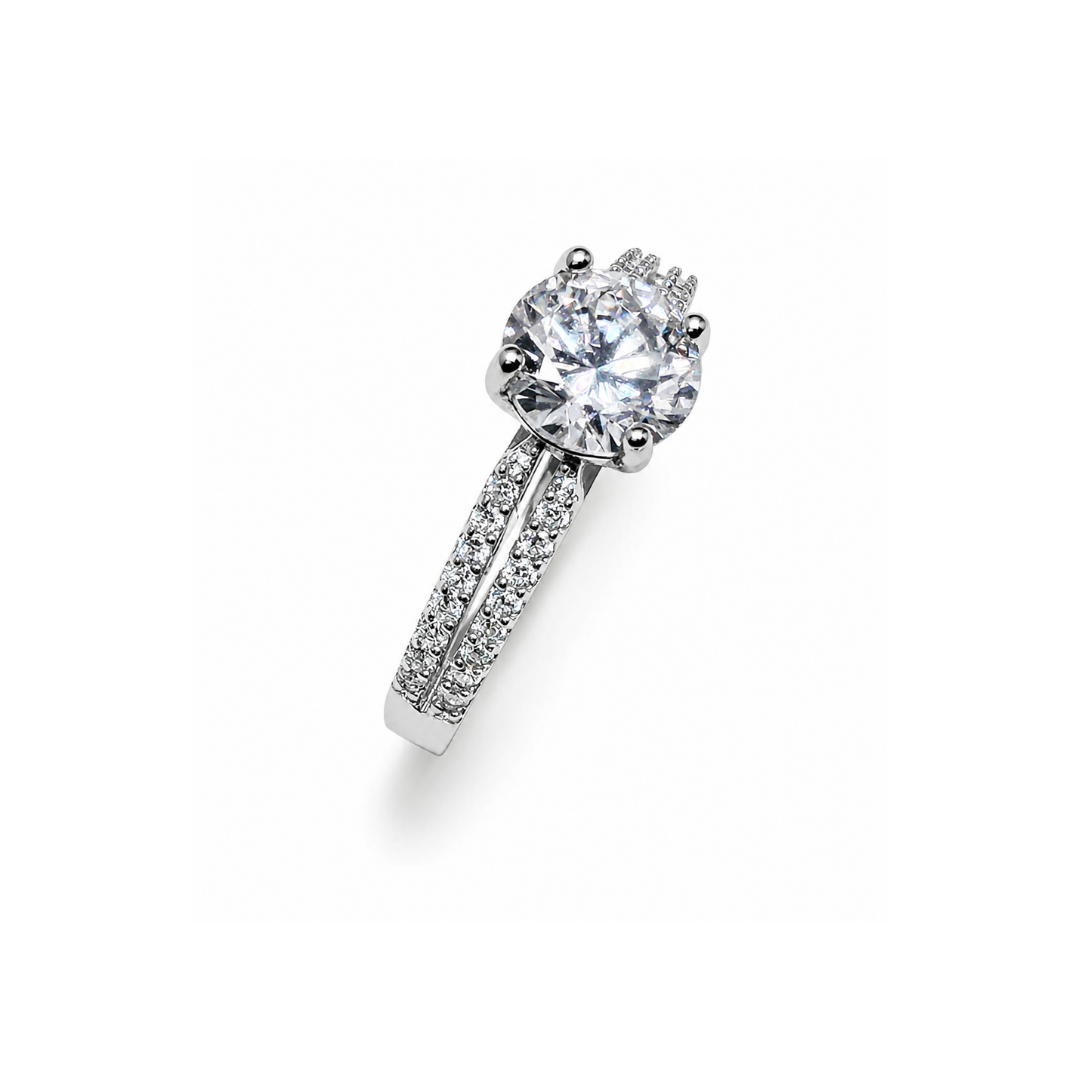 Hayes Split Hidden Halo Engagement Silver Ring