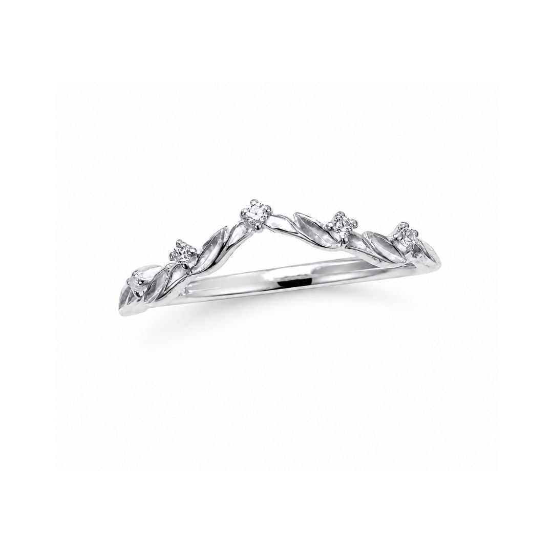 Filigree Leaf Silver Stacking Ring