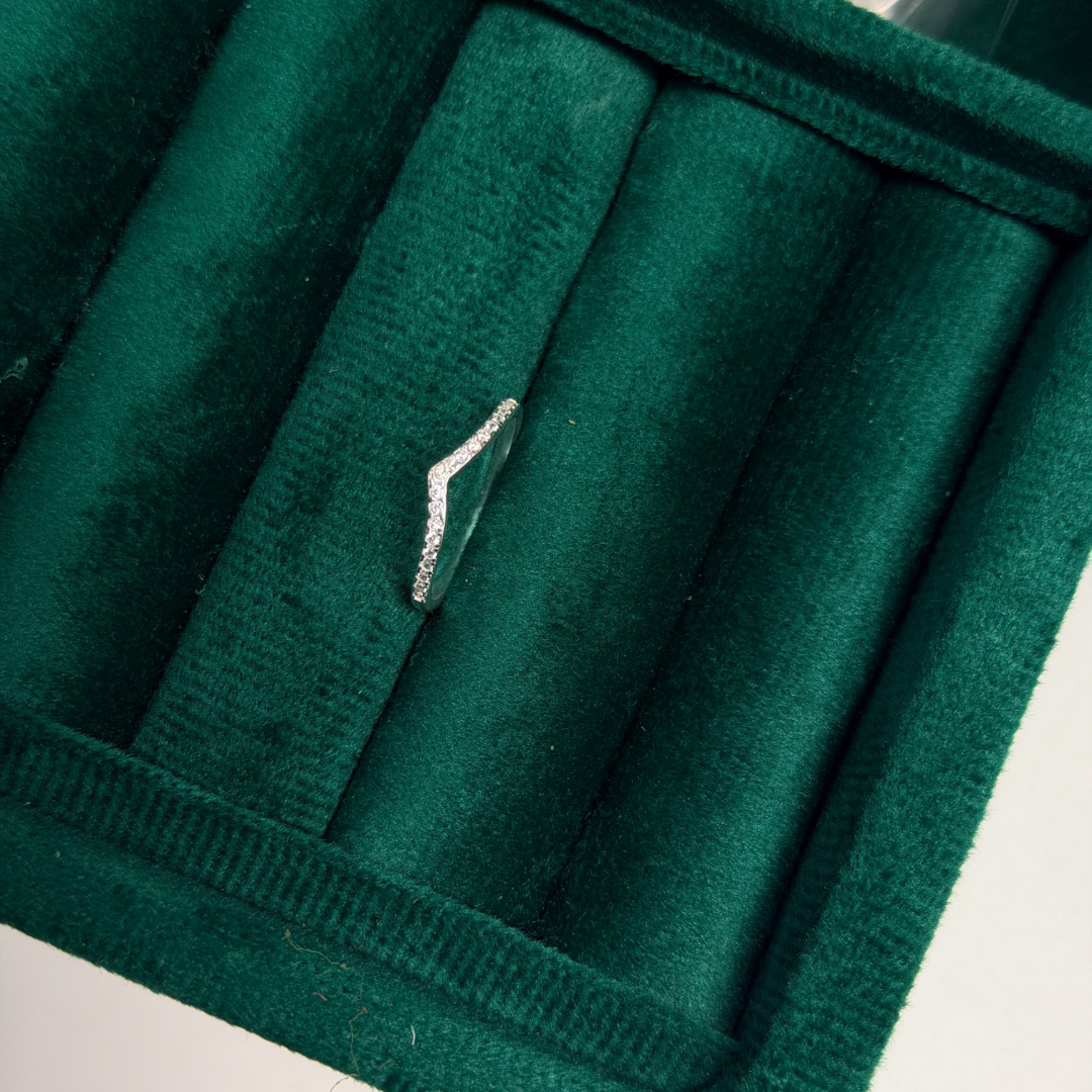 V Line Silver Stacking Ring