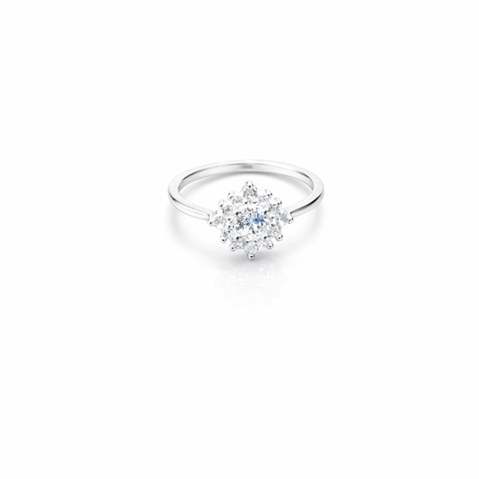 Snowflake Silver Solitaire Ring