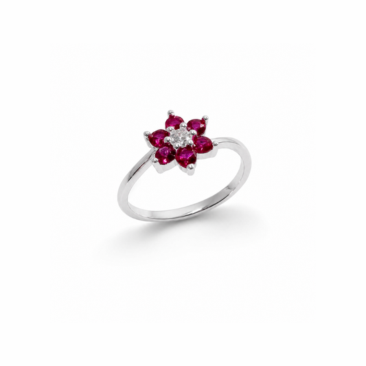 Six Petals Silver Ring