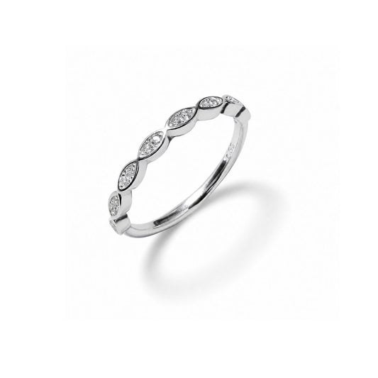 Oval Pave Silver Stacking Band