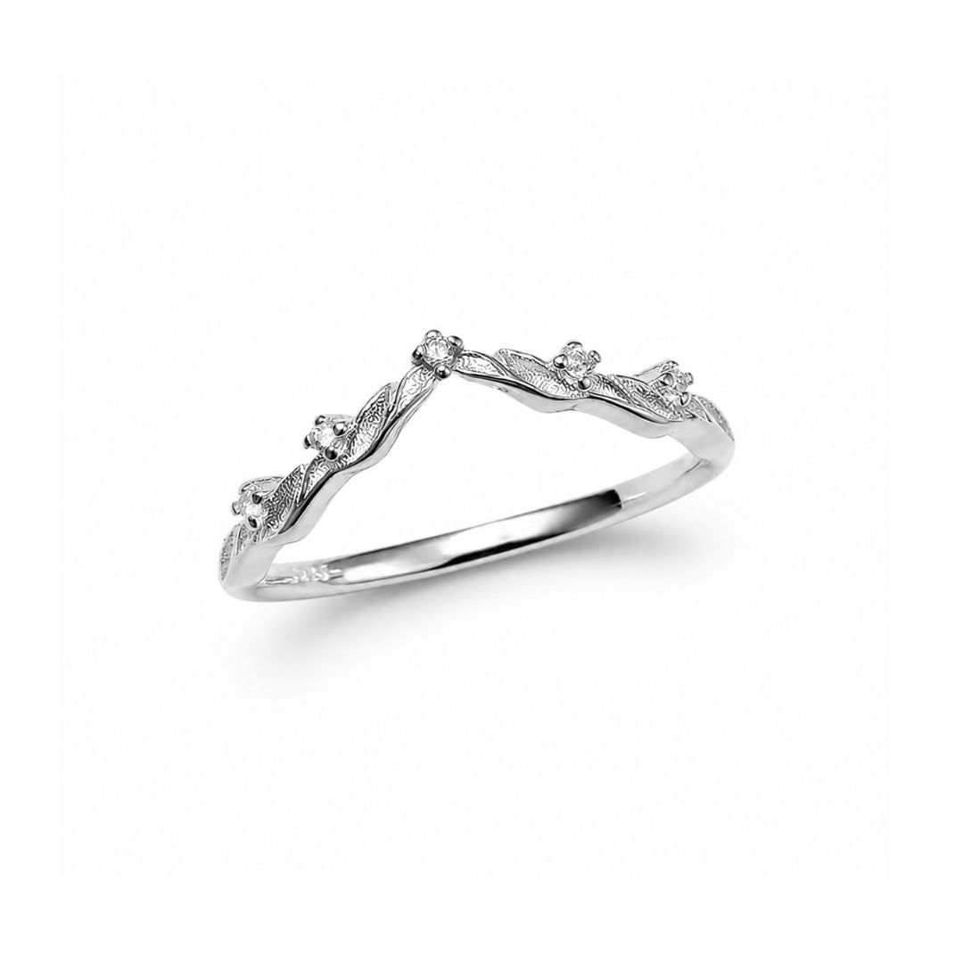 Filigree Leaf Silver Stacking Ring