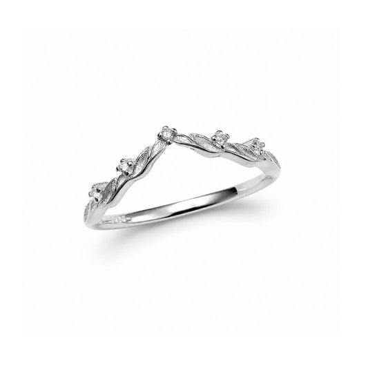 Filigree Leaf Silver Stacking Ring
