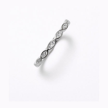 Oval Pave Silver Stacking Band