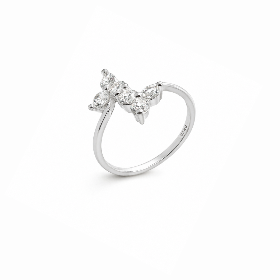 Double Leaf Silver Ring