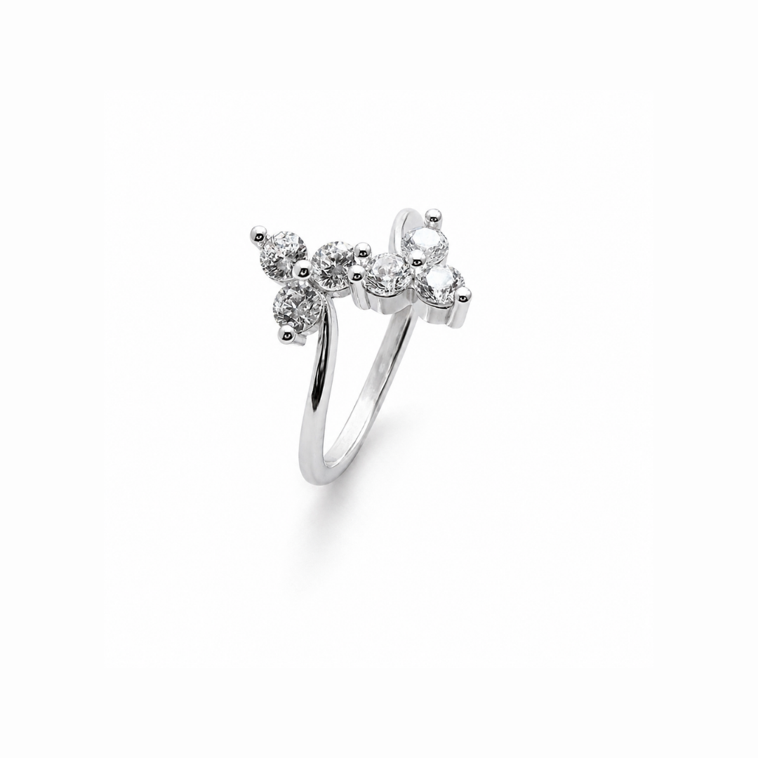 Double Leaf Silver Ring