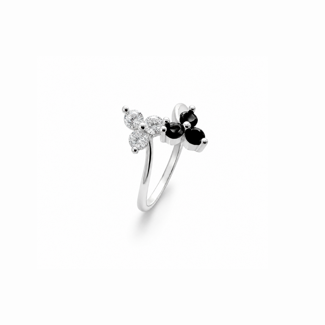 Double Leaf Silver Ring