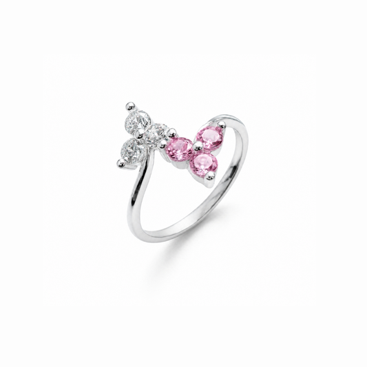 Double Leaf Silver Ring