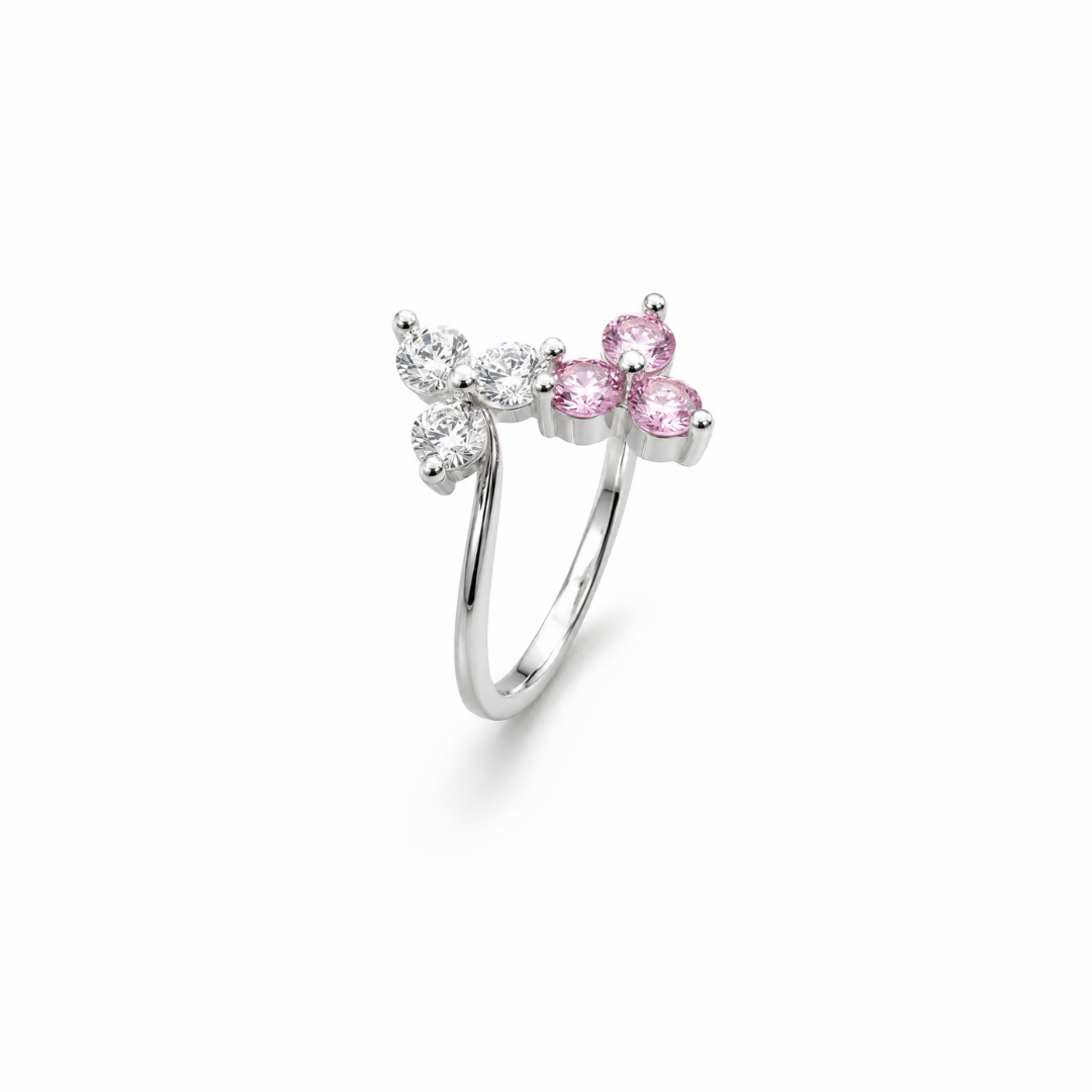 Double Leaf Silver Ring