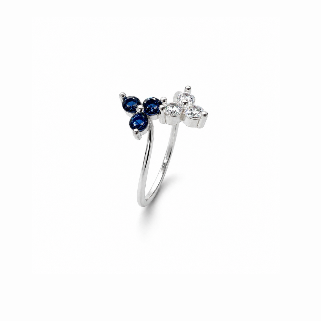 Double Leaf Silver Ring