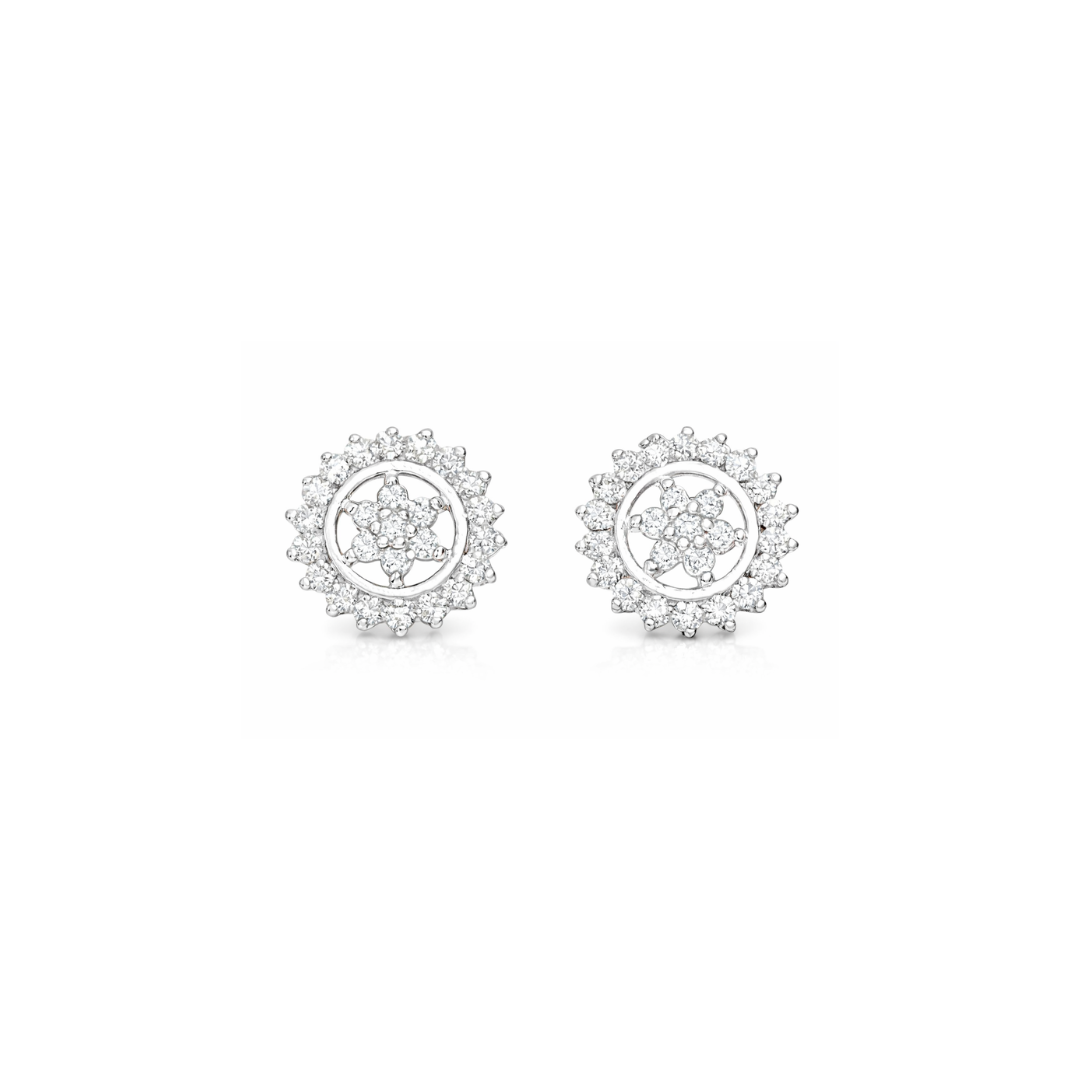 Floral Silver Eartops