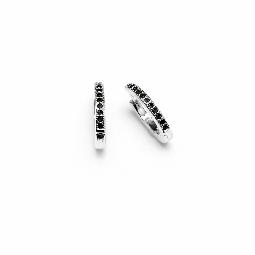 Black Line Huggie Hoops