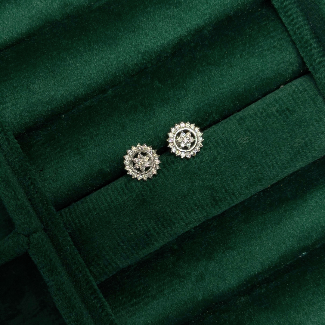 Floral Silver Eartops