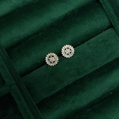 Floral Silver Eartops