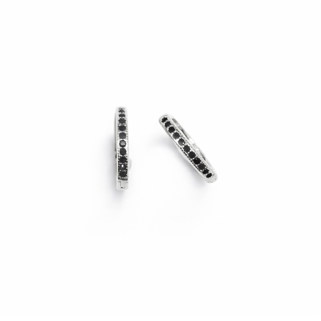 Black Line Huggie Hoops