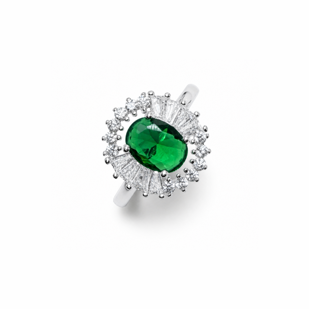 Cushion Cut Cluster Silver Ring