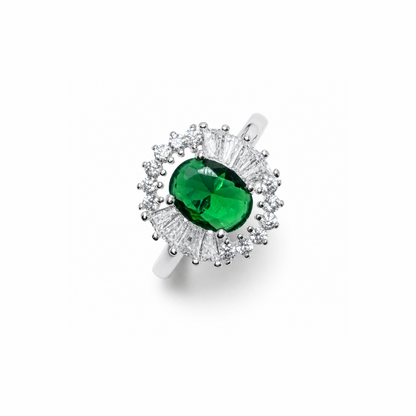 Cushion Cut Cluster Silver Ring