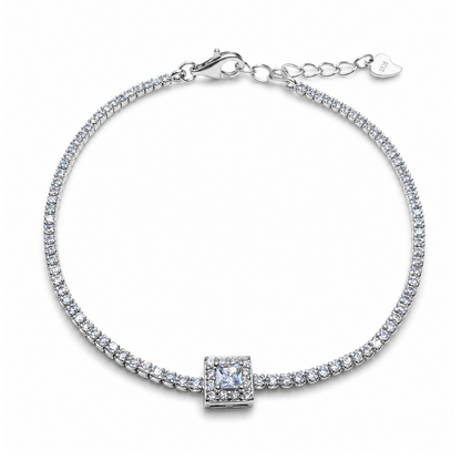 Geometric Square 925 Silver Tennis Bracelet
