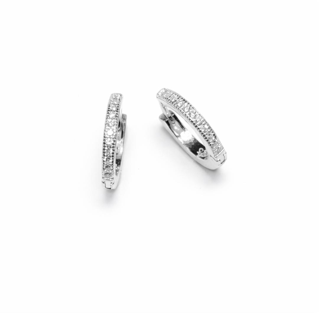 White Single Line Huggie Hoops