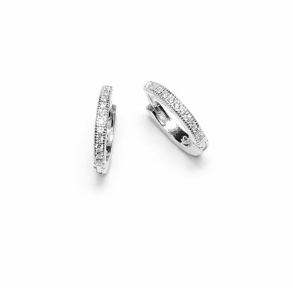 White Single Line Huggie Hoops