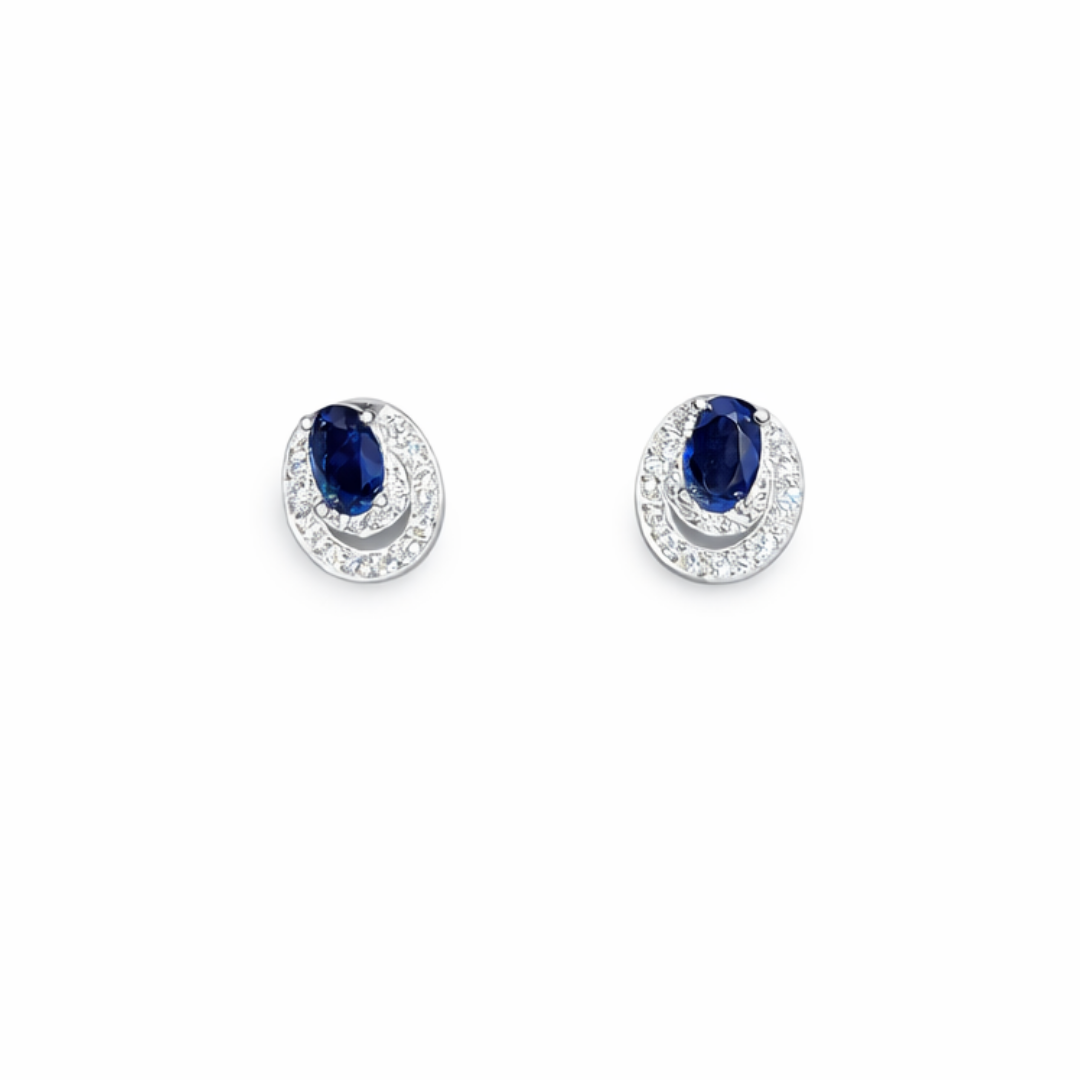 Oval Stone Silver Pendant Set