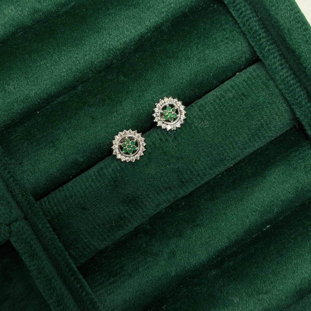 Floral Silver Eartops