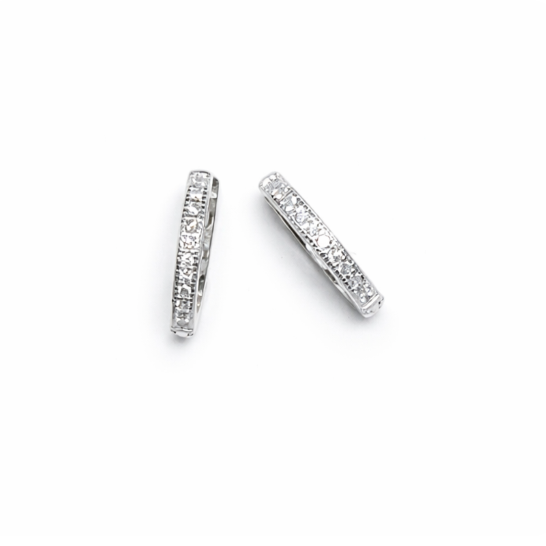 White Single Line Huggie Hoops