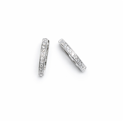 White Single Line Huggie Hoops