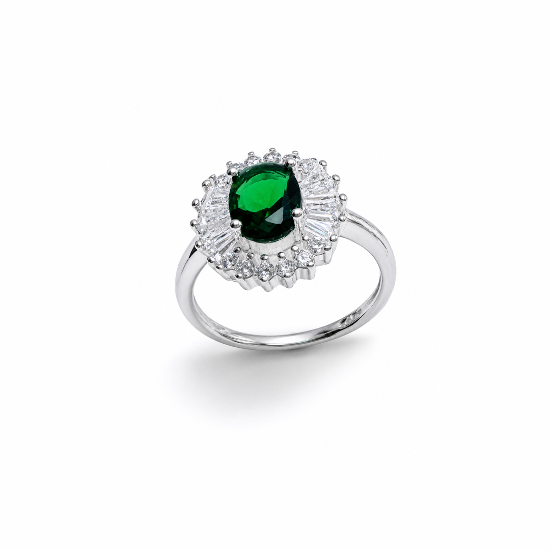 Cushion Cut Cluster Silver Ring