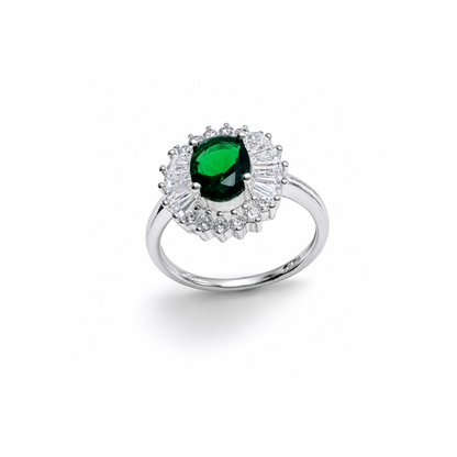 Cushion Cut Cluster Silver Ring
