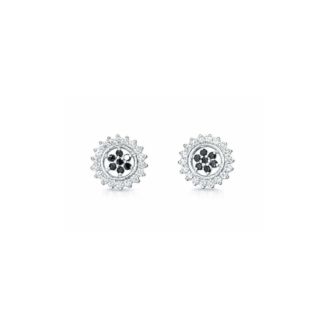 Floral Silver Eartops