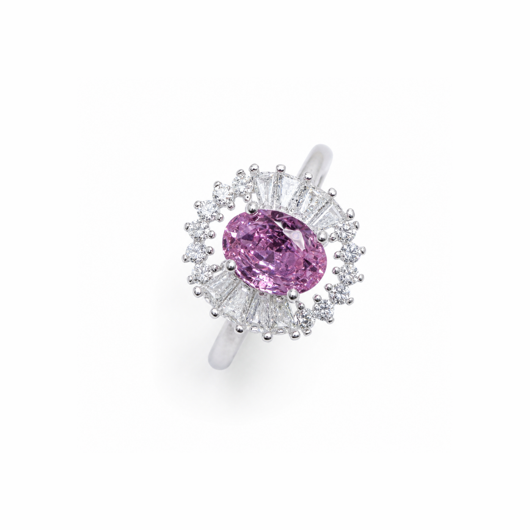Cushion Cut Cluster Silver Ring