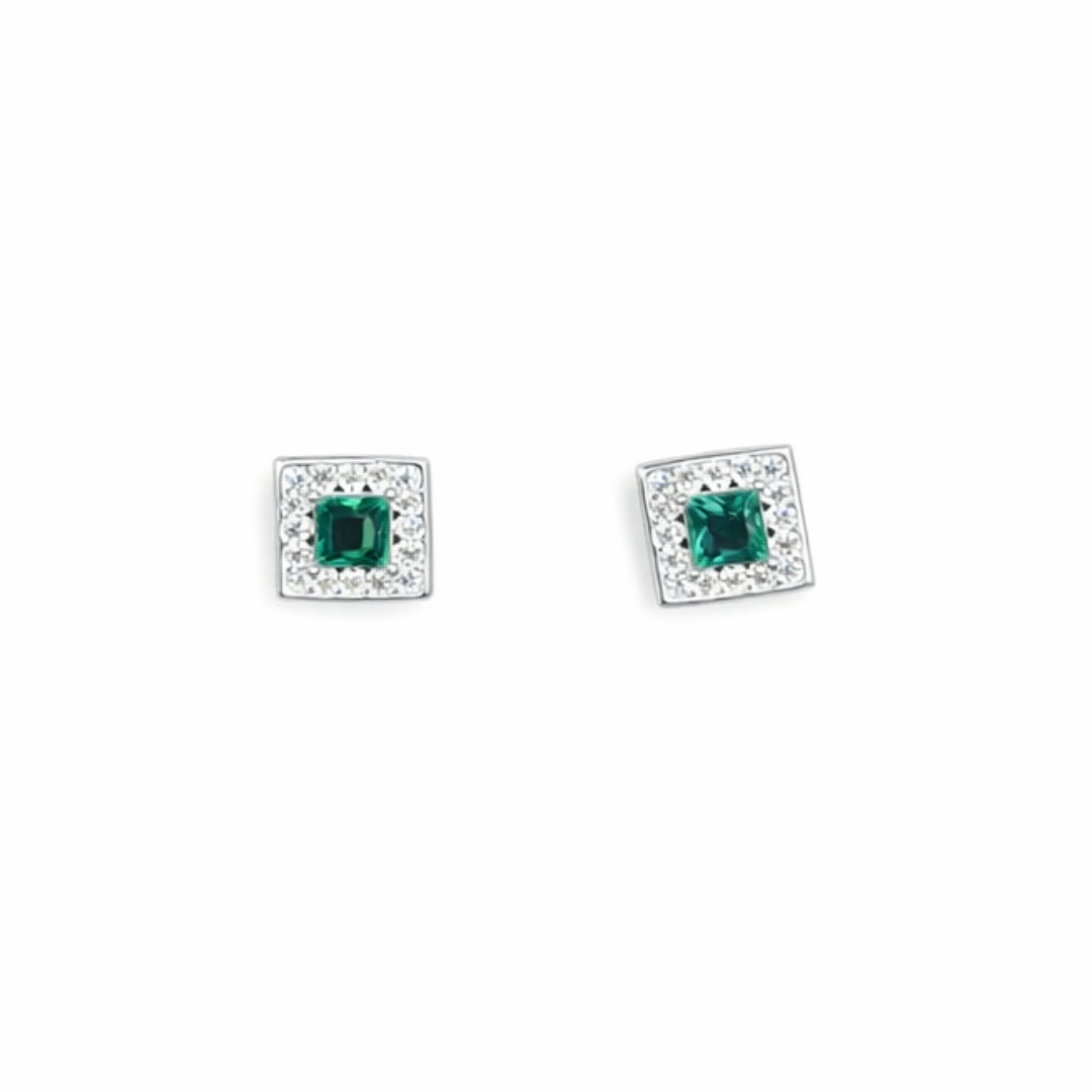 Square Stone Silver Pendant Set