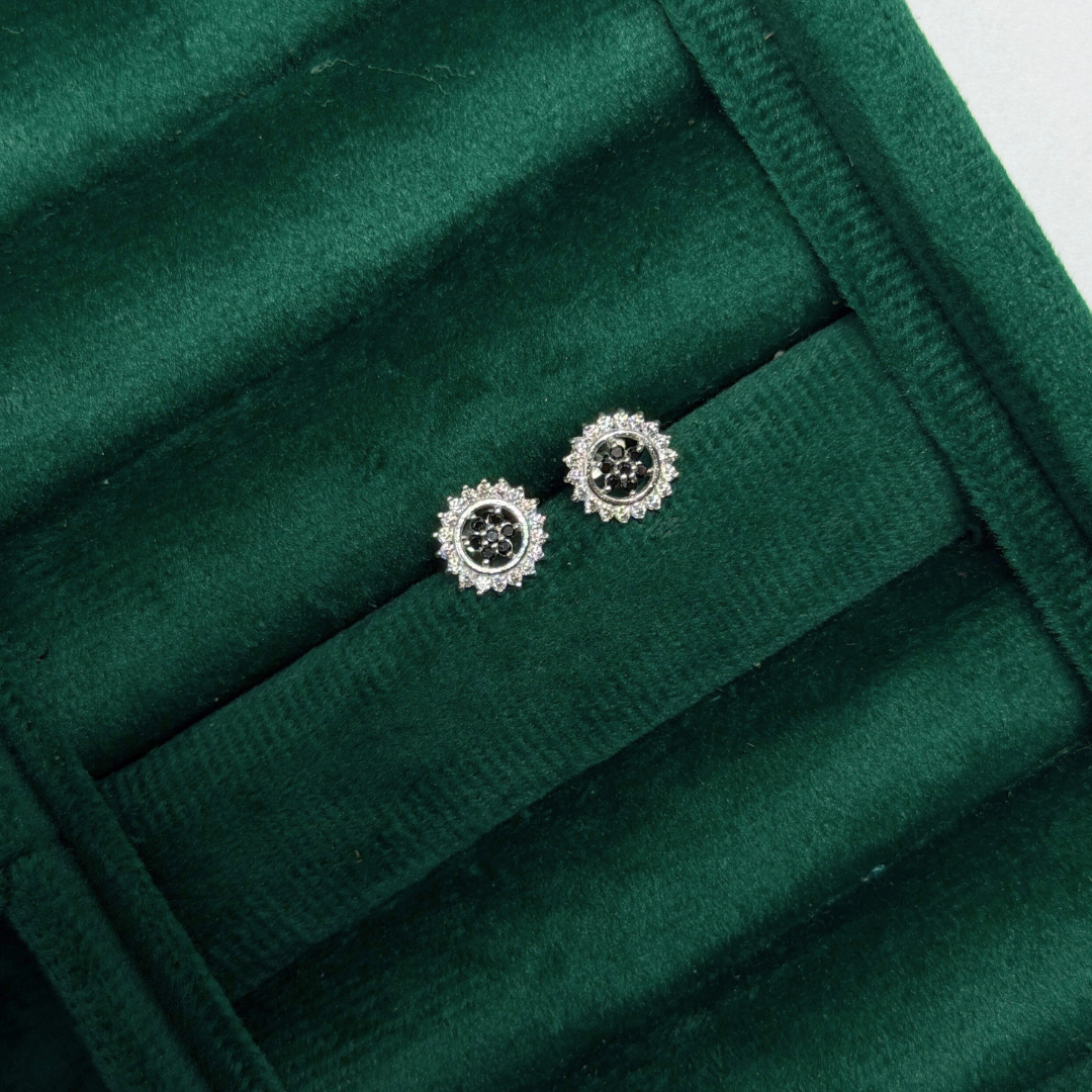 Floral Silver Eartops