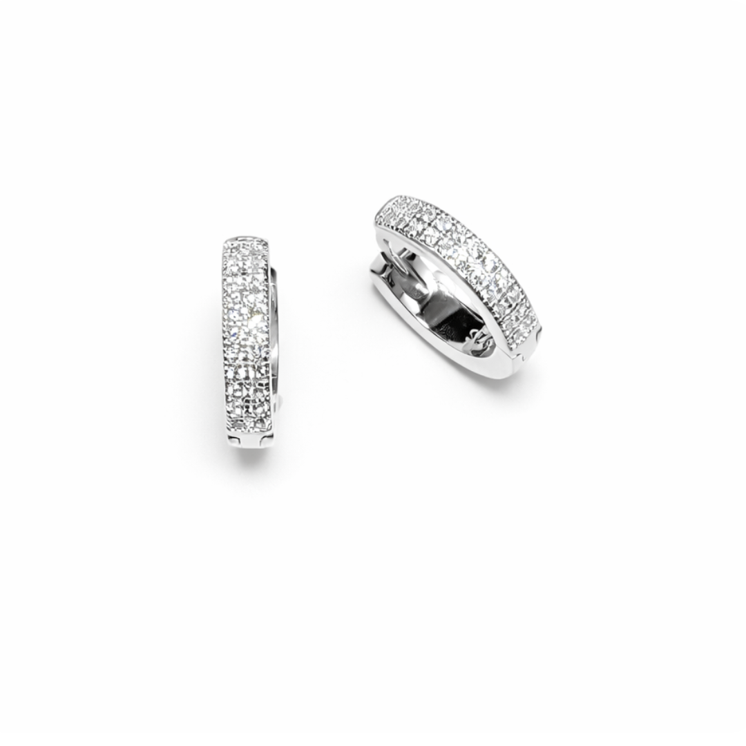 White Double Line Huggie Hoops