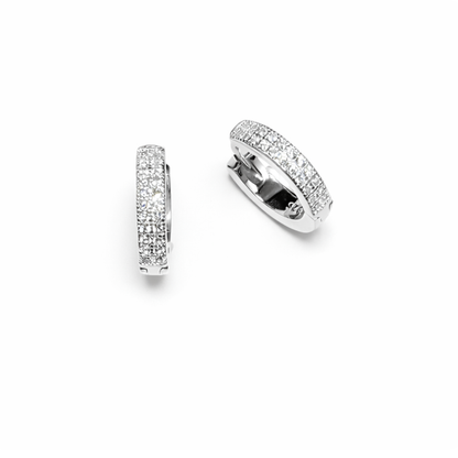White Double Line Huggie Hoops