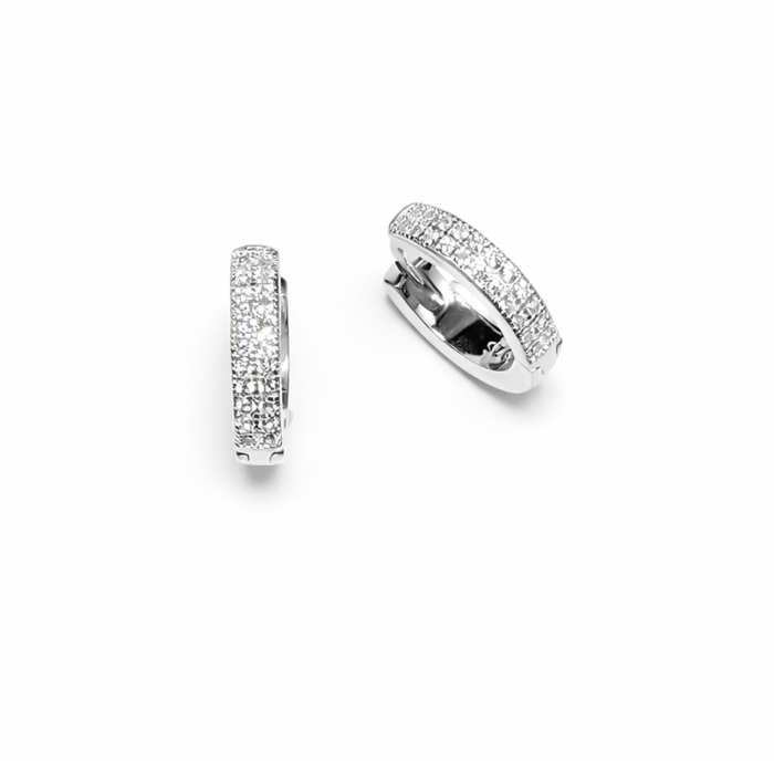 White Double Line Huggie Hoops