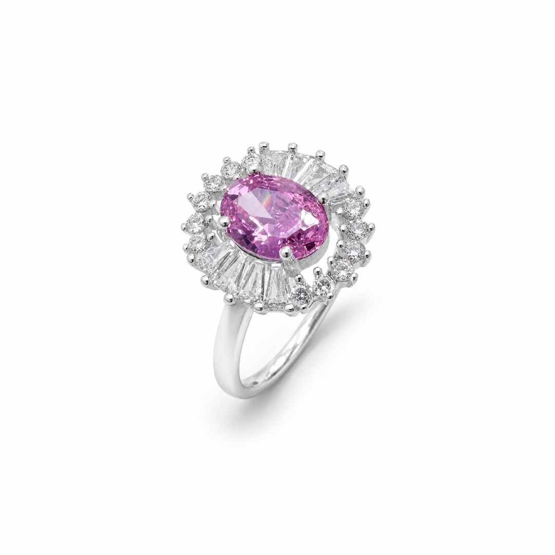 Cushion Cut Cluster Silver Ring