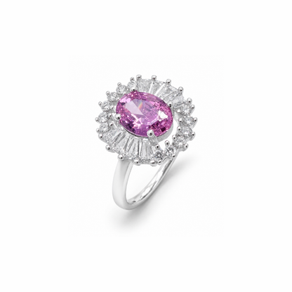 Cushion Cut Cluster Silver Ring